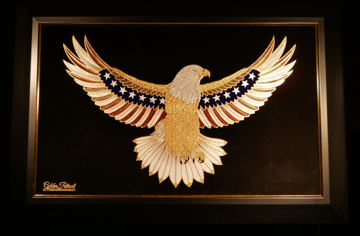 American Eagle artwork finished in 24K gold and 925 silver