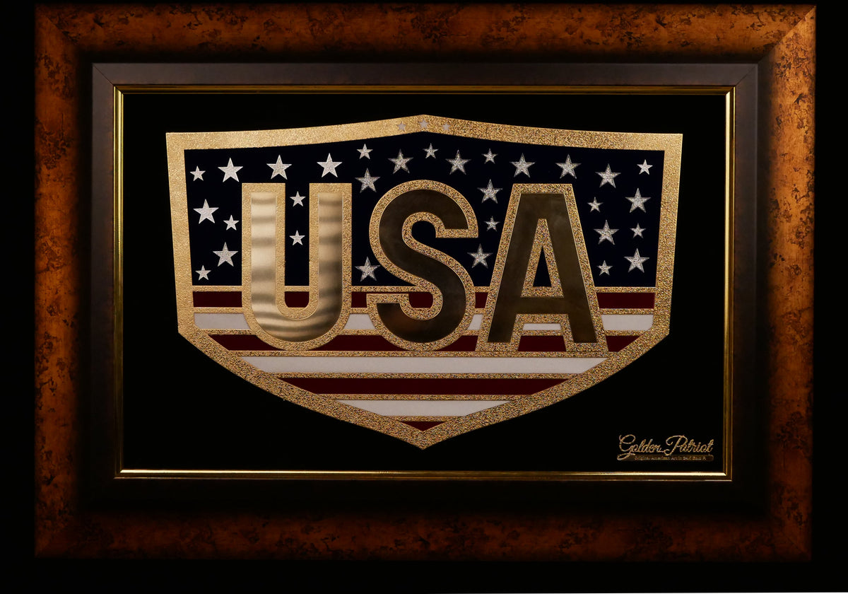 Choosing a frame for patriotic art - black, gold, or bronze
