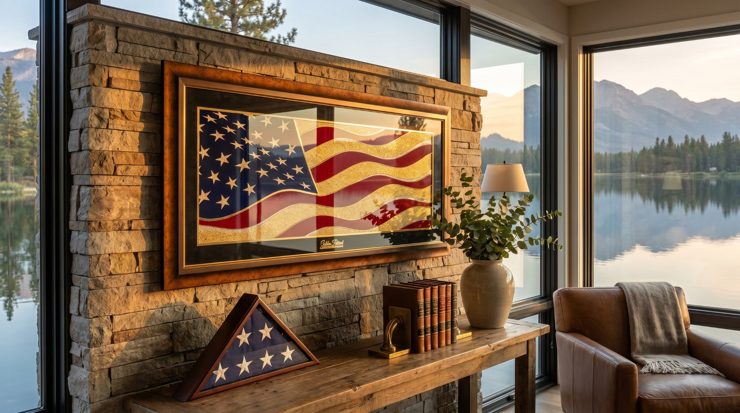 Golden Flag Wave - Color 24K Gold & 925 Silver