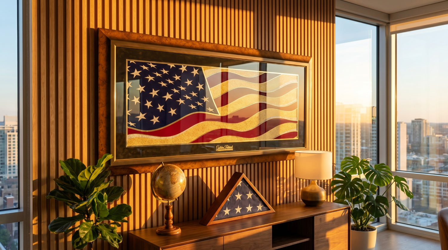 Golden Flag Wave - Color 24K Gold & 925 Silver