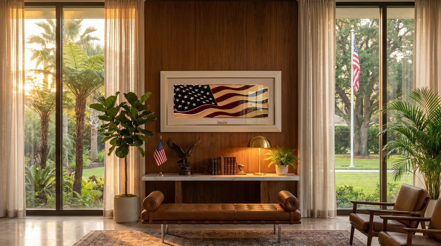 Golden Flag Wave - Color 24K Gold & 925 Silver
