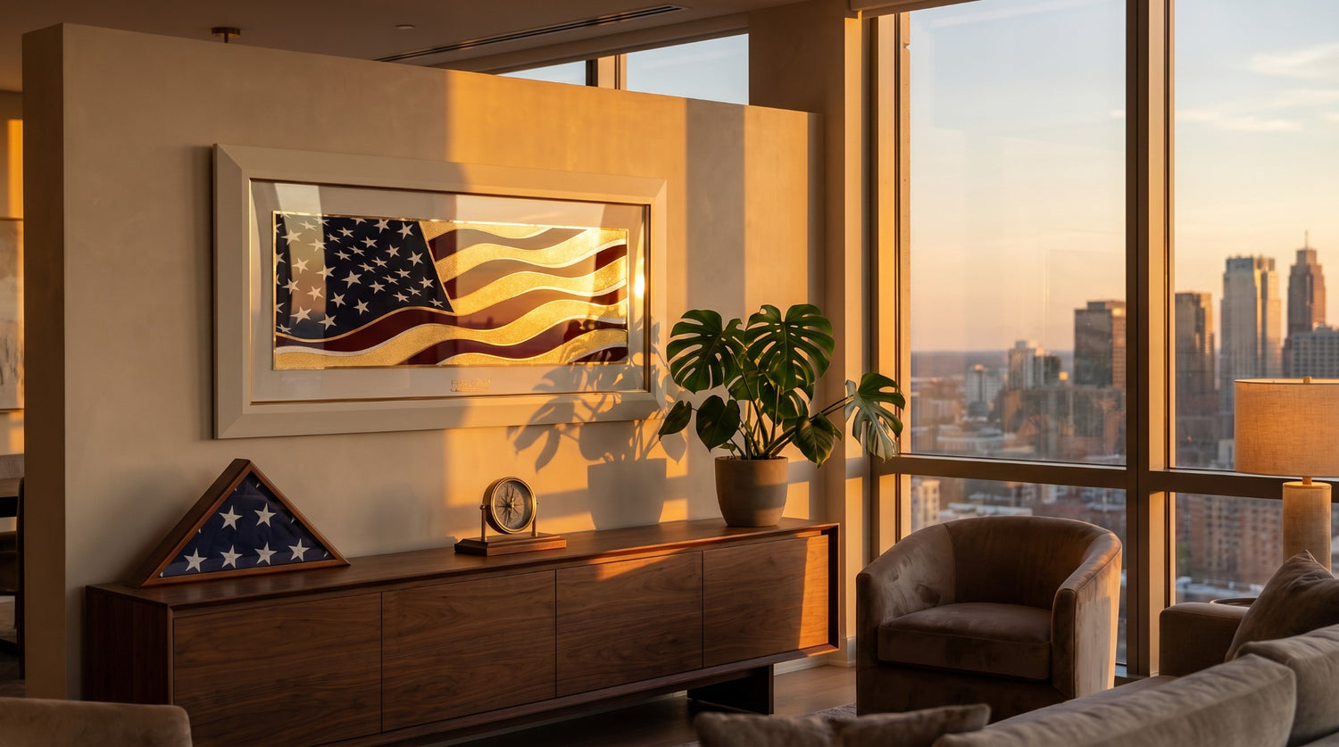 Golden Flag Wave - Color 24K Gold & 925 Silver